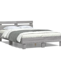 Bettgestell mit Kopfteil Grau Sonoma 120x190 cm Holzwerkstoff