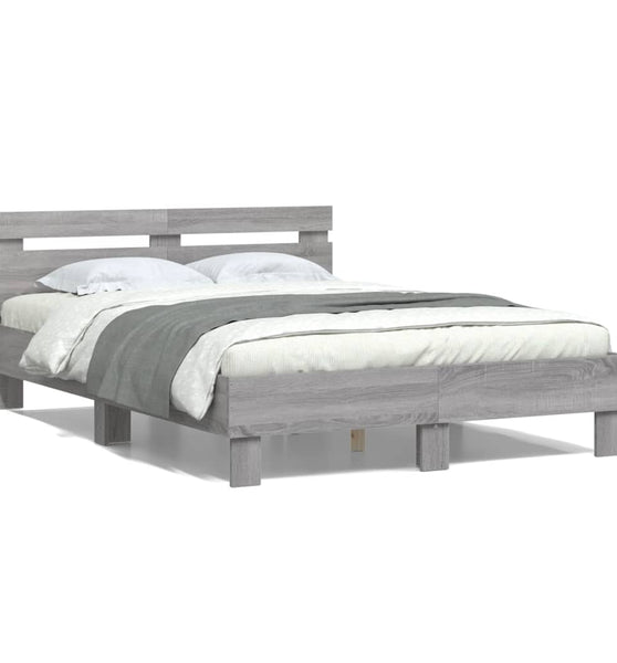 Bettgestell mit Kopfteil Grau Sonoma 120x190 cm Holzwerkstoff