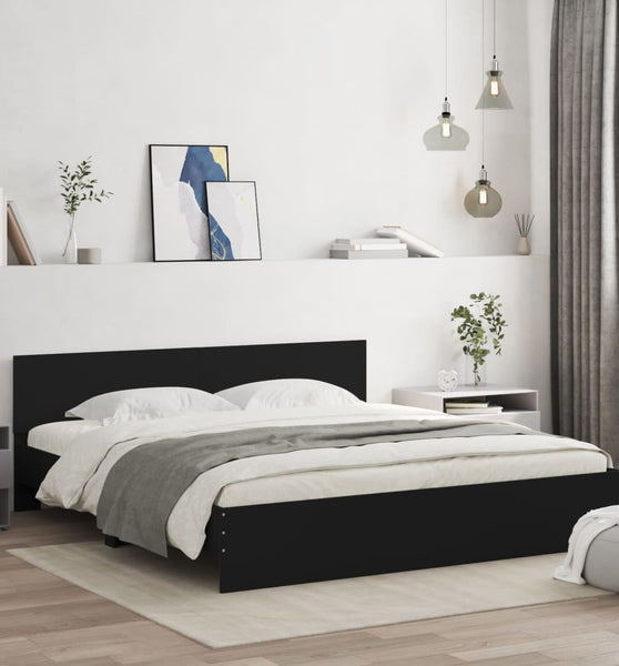 Bettgestell mit Kopfteil Schwarz 200x200 cm