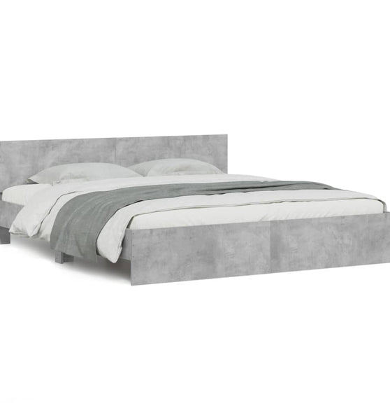 Bettgestell mit Kopfteil Betongrau 200x200 cm