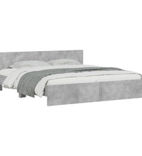 Bettgestell mit Kopfteil Betongrau 200x200 cm