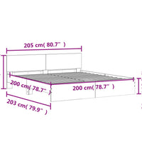 Bettgestell mit Kopfteil Betongrau 200x200 cm