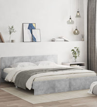 Bettgestell mit Kopfteil Betongrau 200x200 cm