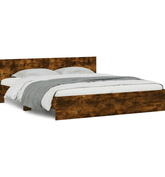 Bettgestell mit Kopfteil Räuchereiche 200x200 cm