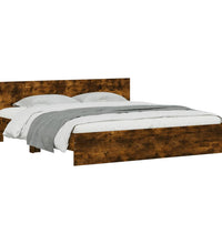 Bettgestell mit Kopfteil Räuchereiche 200x200 cm