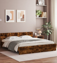 Bettgestell mit Kopfteil Räuchereiche 200x200 cm