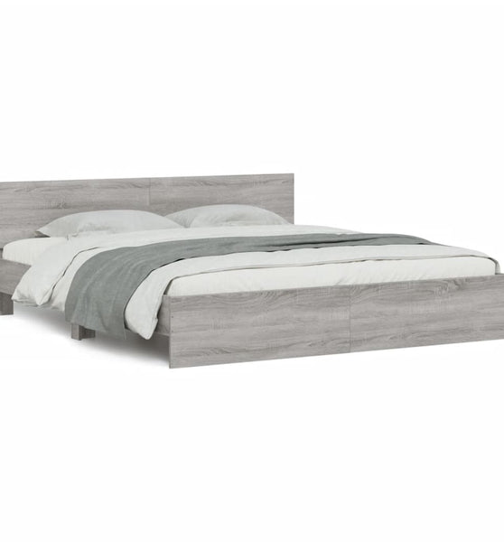 Bettgestell mit Kopfteil Grau Sonoma 200x200 cm