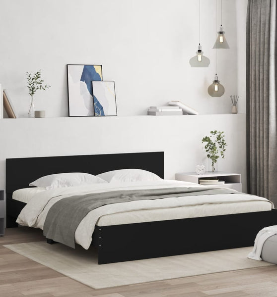 Bettgestell mit Kopfteil Schwarz 180x200 cm