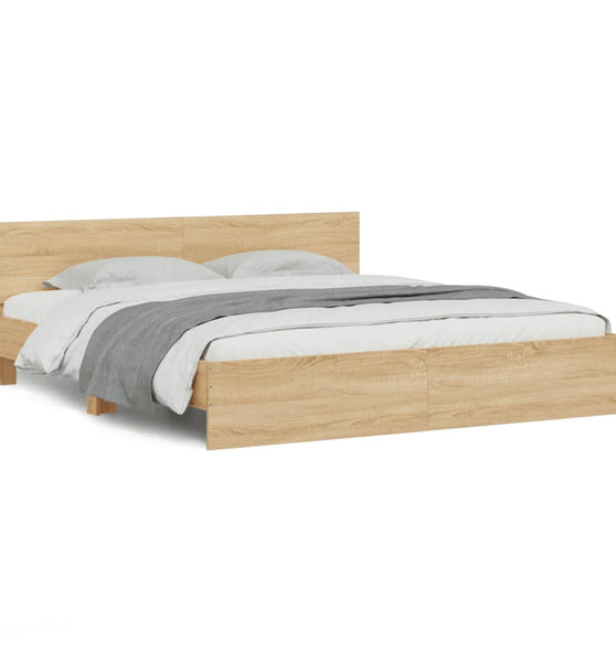Bettgestell mit Kopfteil Sonoma-Eiche 180x200 cm