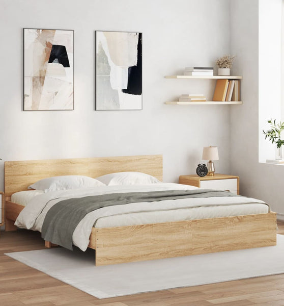 Bettgestell mit Kopfteil Sonoma-Eiche 180x200 cm