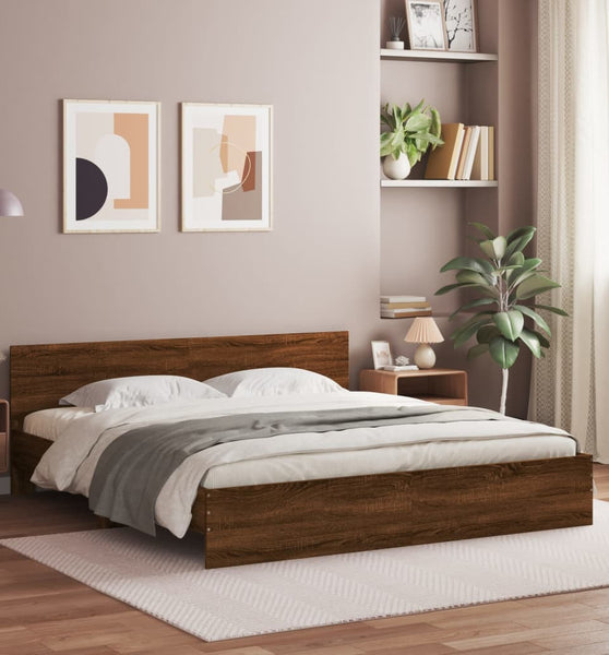 Bettgestell mit Kopfteil Braun Eiche-Optik 180x200 cm