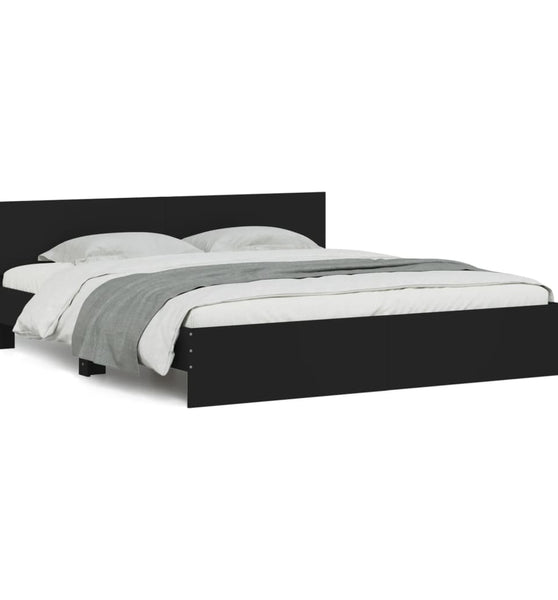 Bettgestell mit Kopfteil Schwarz 160x200 cm