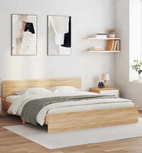 Bettgestell mit Kopfteil Sonoma-Eiche 160x200 cm