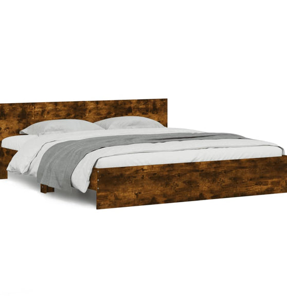Bettgestell mit Kopfteil Räuchereiche 160x200 cm