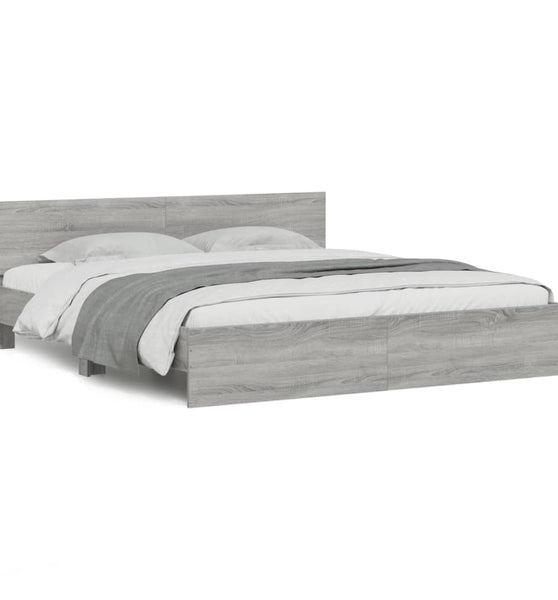 Bettgestell mit Kopfteil Grau Sonoma 160x200 cm