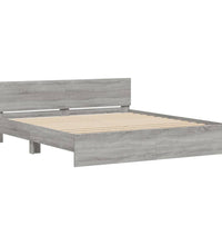 Bettgestell mit Kopfteil Grau Sonoma 160x200 cm