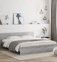 Bettgestell mit Kopfteil Grau Sonoma 160x200 cm