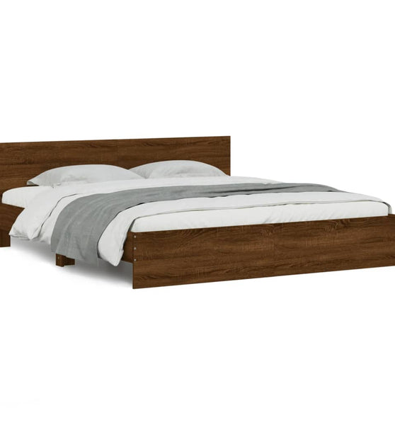 Bettgestell mit Kopfteil Braun Eiche-Optik 160x200 cm