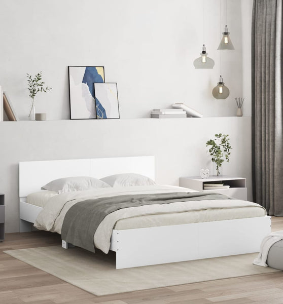 Bettgestell mit Kopfteil Weiß 150x200 cm