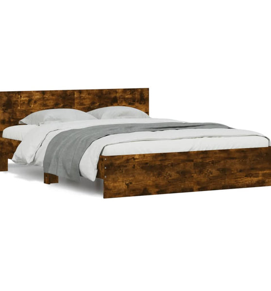 Bettgestell mit Kopfteil Räuchereiche 150x200 cm