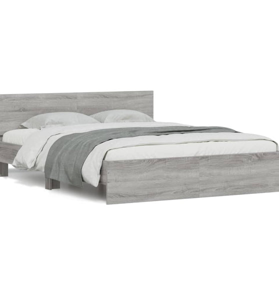 Bettgestell mit Kopfteil Grau Sonoma 150x200 cm