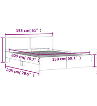 Bettgestell mit Kopfteil Grau Sonoma 150x200 cm