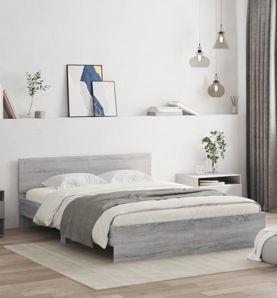 Bettgestell mit Kopfteil Grau Sonoma 150x200 cm