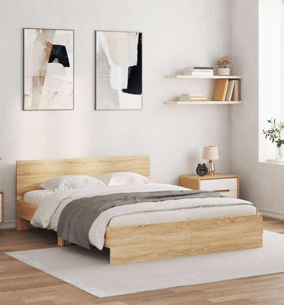 Bettgestell mit Kopfteil Sonoma-Eiche 140x200 cm
