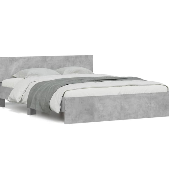Bettgestell mit Kopfteil Betongrau 140x200 cm