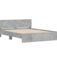 Bettgestell mit Kopfteil Betongrau 140x200 cm