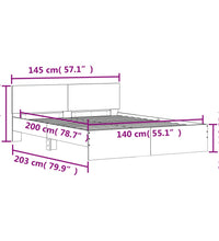 Bettgestell mit Kopfteil Betongrau 140x200 cm