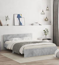 Bettgestell mit Kopfteil Betongrau 140x200 cm