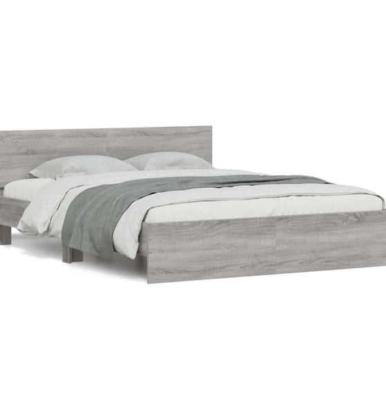 Bettgestell mit Kopfteil Grau Sonoma 140x200 cm