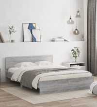 Bettgestell mit Kopfteil Grau Sonoma 140x200 cm