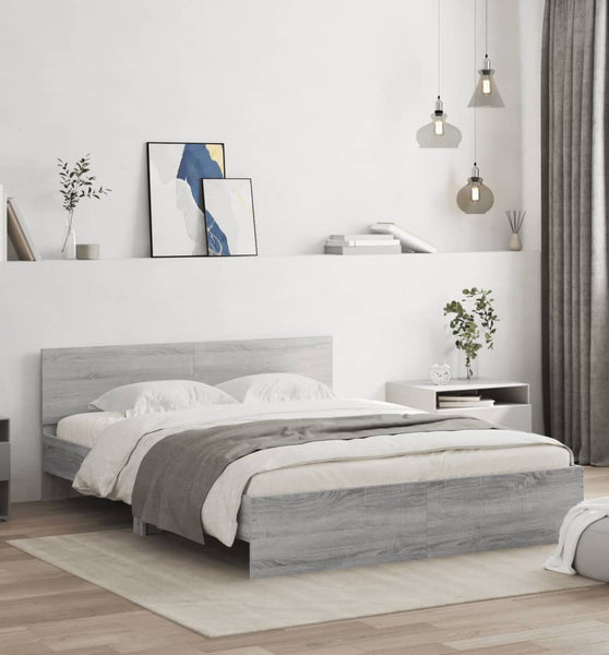 Bettgestell mit Kopfteil Grau Sonoma 140x200 cm