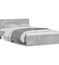 Bettgestell mit Kopfteil Betongrau 120x200 cm