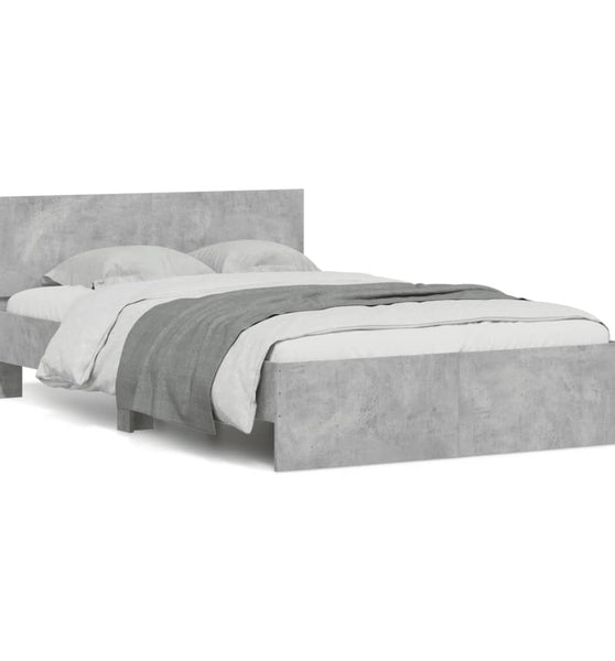Bettgestell mit Kopfteil Betongrau 120x200 cm