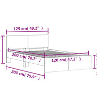 Bettgestell mit Kopfteil Betongrau 120x200 cm