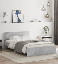 Bettgestell mit Kopfteil Betongrau 120x200 cm