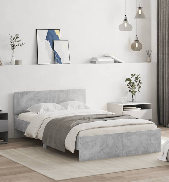 Bettgestell mit Kopfteil Betongrau 120x200 cm