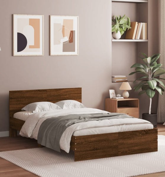 Bettgestell mit Kopfteil Braun Eiche-Optik 120x200 cm