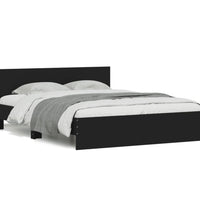 Bettgestell mit Kopfteil Schwarz 140x190 cm