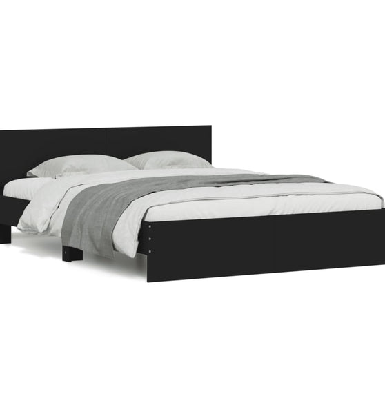 Bettgestell mit Kopfteil Schwarz 140x190 cm