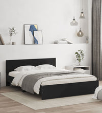 Bettgestell mit Kopfteil Schwarz 140x190 cm