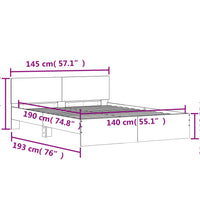 Bettgestell mit Kopfteil Sonoma-Eiche 140x190 cm
