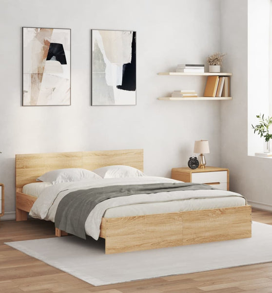 Bettgestell mit Kopfteil Sonoma-Eiche 140x190 cm