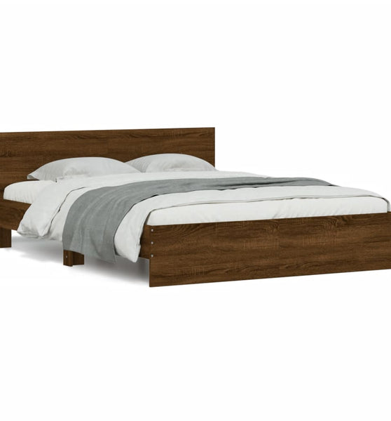 Bettgestell mit Kopfteil Braun Eiche-Optik 140x190 cm