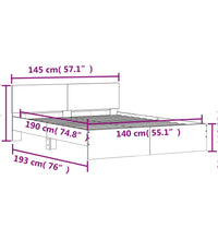 Bettgestell mit Kopfteil Braun Eiche-Optik 140x190 cm