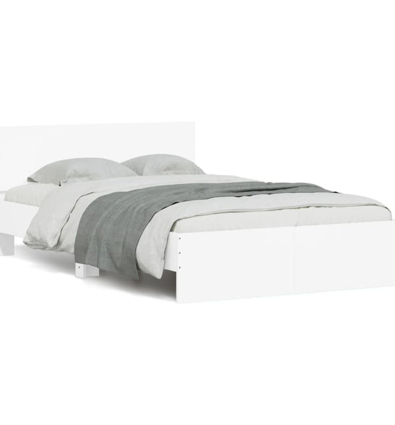 Bettgestell mit Kopfteil Weiß 135x190 cm