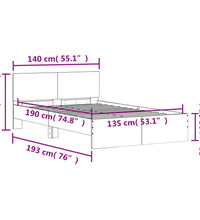 Bettgestell mit Kopfteil Weiß 135x190 cm